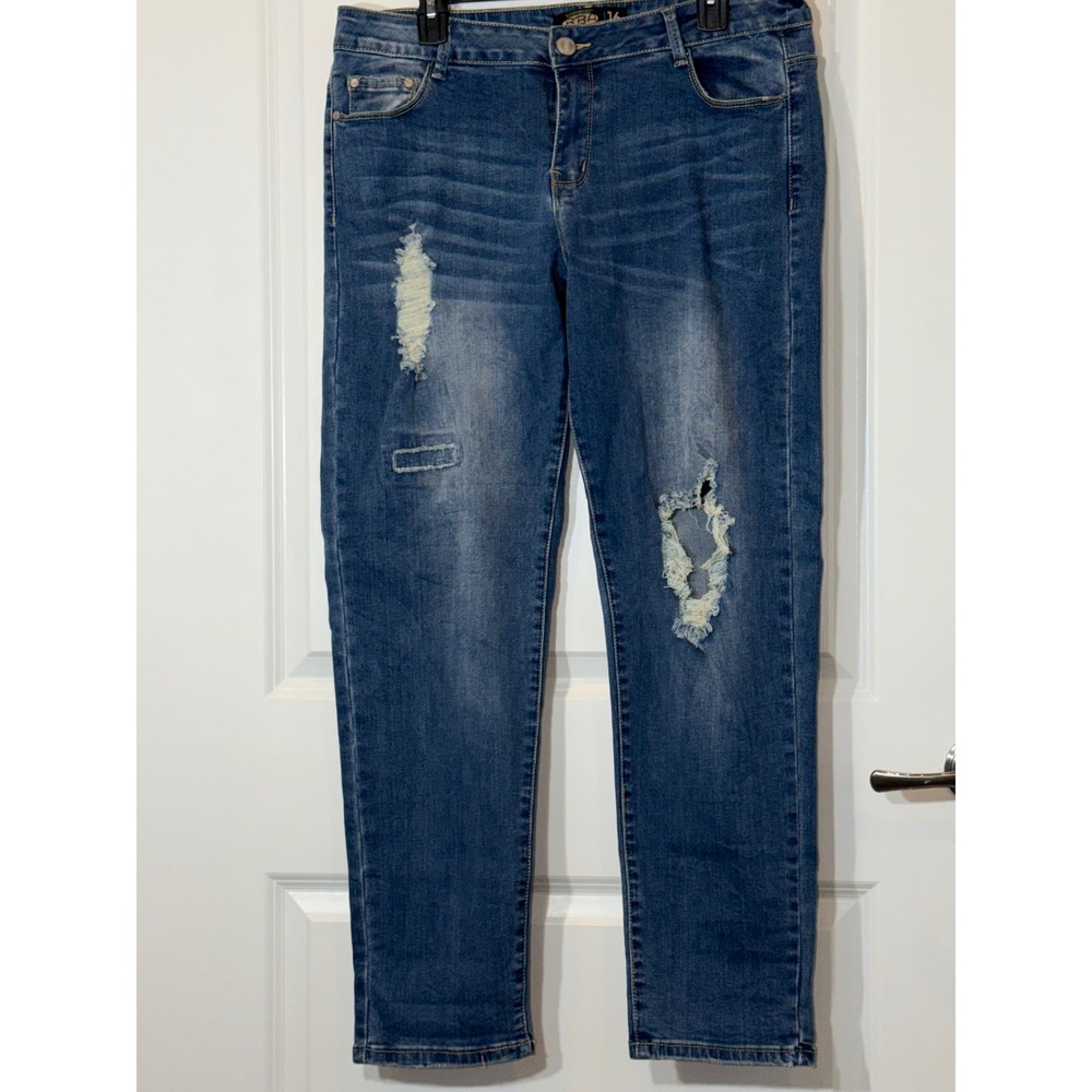 BBA Big But Adorable Womens Jeans Size 16‎ Blue Distressed Denim